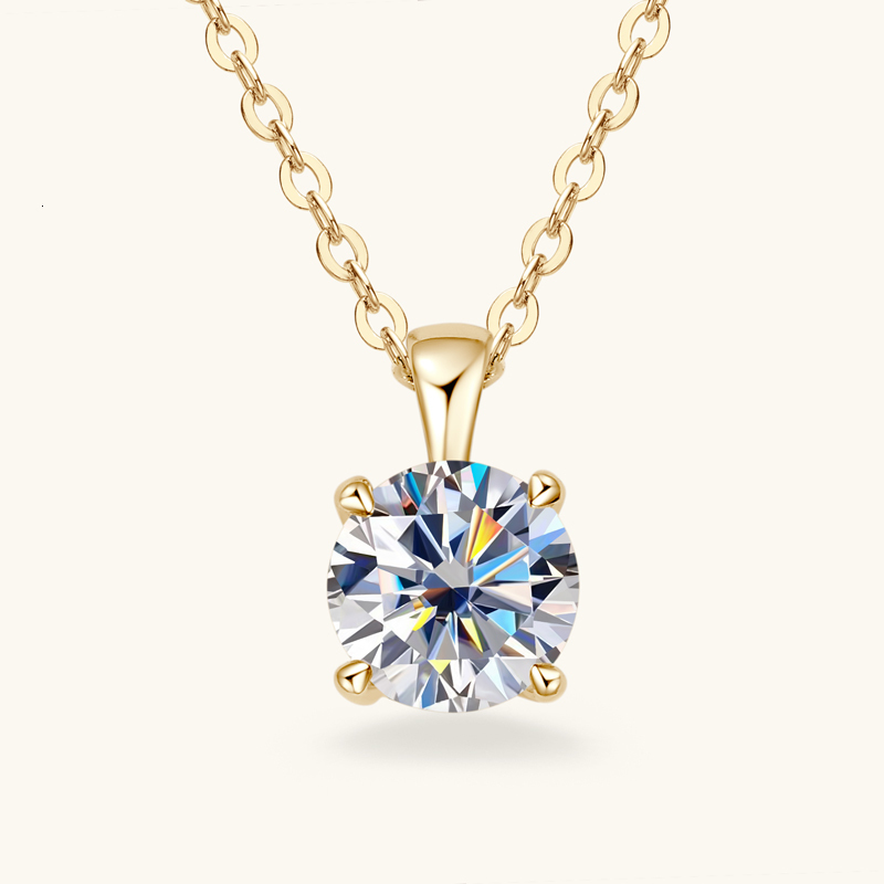 Pendant Necklaces IOGOU Sparkling Real 1 D Color Pendant Necklaces For Women 100% 925 Silver Wedding Fine Jewelry Accessories 230505