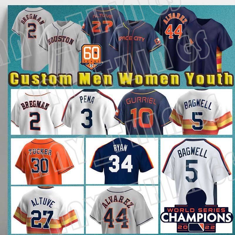 

CUSTOM 5 Jeff Bagwell Baseball 7 Craig Biggio Astros Nolan Ryan 2022 World Series Jersey Houston Yuli Gurriel Jeremy Pena Kyle Tucker Alex B, Custom men cool base+60 patch(t k r)