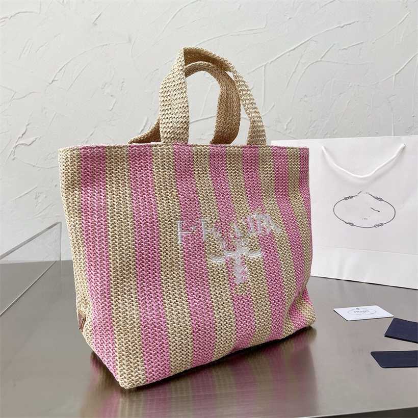 

14% OFF 2023 Fashion handbag New Advanced Texture niche Design High Capacity Tote Grass Women's Autumn Commuter One Shoulder Woven Bag, Pink stripe