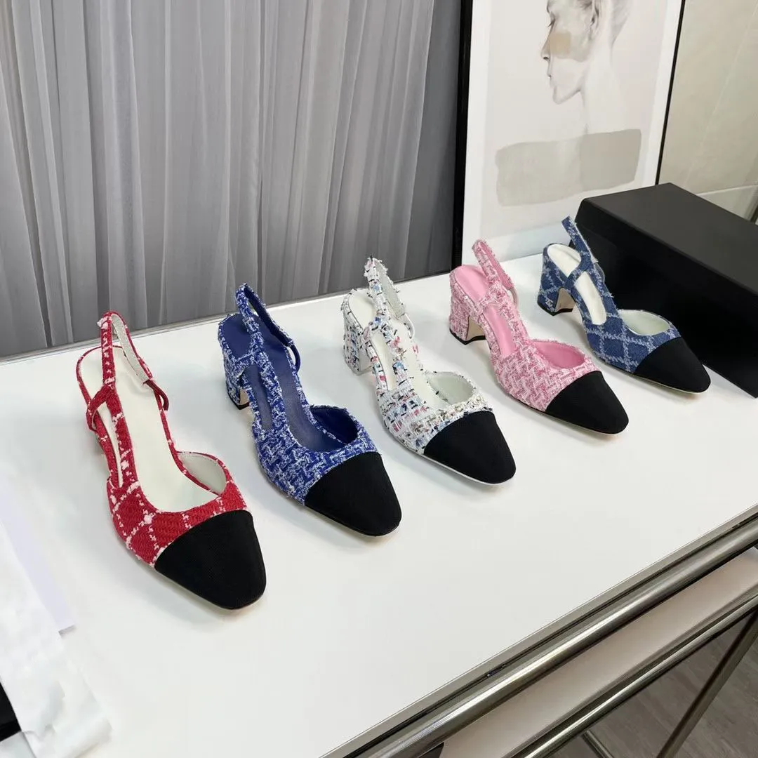 

2023 New Sandals Leather Thick Heels High Heels Belt Buckle Sandals Fashion Sexy Bar Party Women's High Heels 34-42 with Box Leather Sole, Colour 30