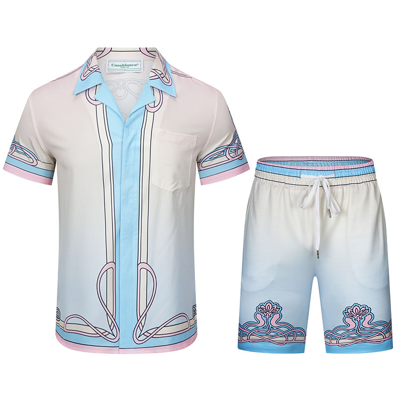 

Designer Mens Shorts casablanca High Quality Fashion Polo Neck Short Sleeve Shirt Set Casual Flower Horse Head Print Masao San Silk Quick Drying Beach Shorts, Customize