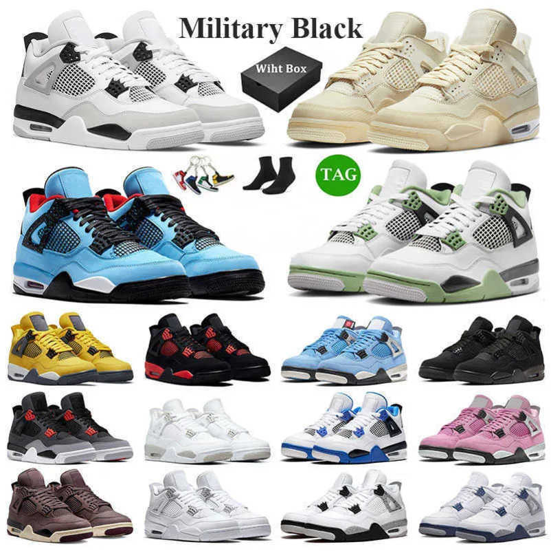 

designer bag 4 Jordas Jorden 4 Men Women Basketball Shoes Jumpman 4s VI retro Big Size Us 13 Midnight Navy Offs White Sail Cactus Jack Military Black Cat 1th.Z7U7, 36-47 blue thunder