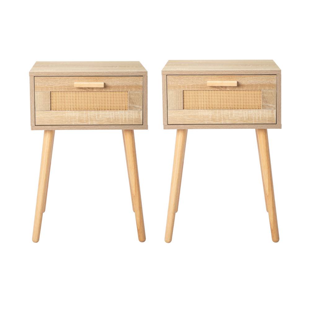 

Set of 2 Nightstand with Drawers End Table Storage Wood Cabinet Bedroom Accent Side Table