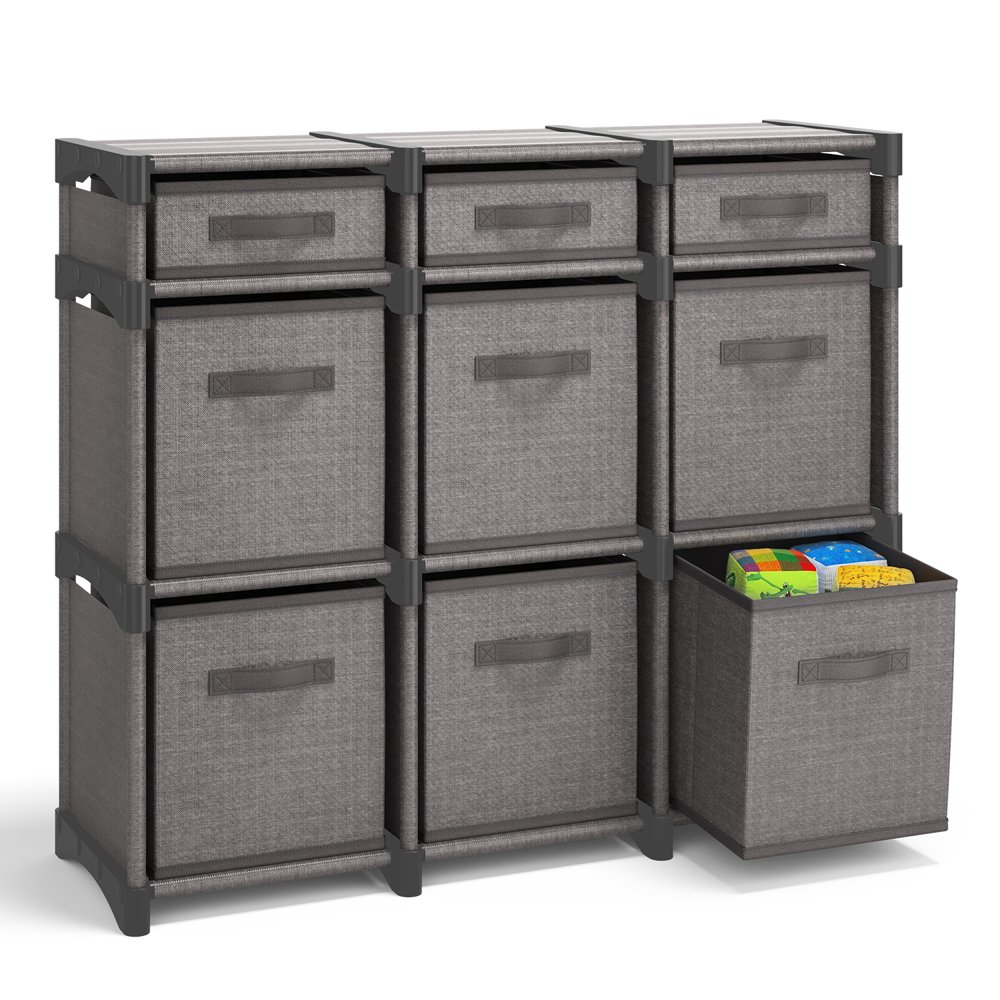 

9 PC Cube Storage Organizer for Bedroom - Box Storage Cuber Orgainzer - Storage Shelves Units for Living Room, Office, Playroom - Gray