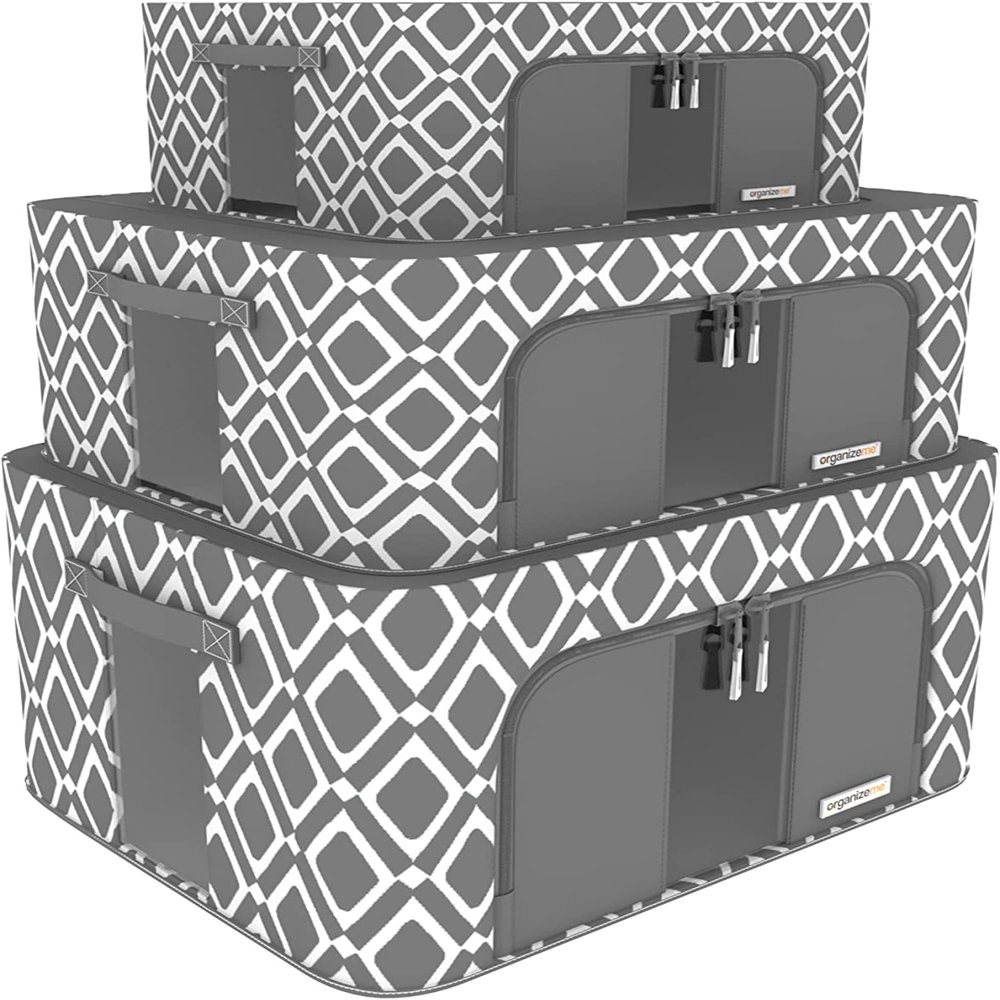 

3 Pack Stackable Clothes Storage Bin-Gray
