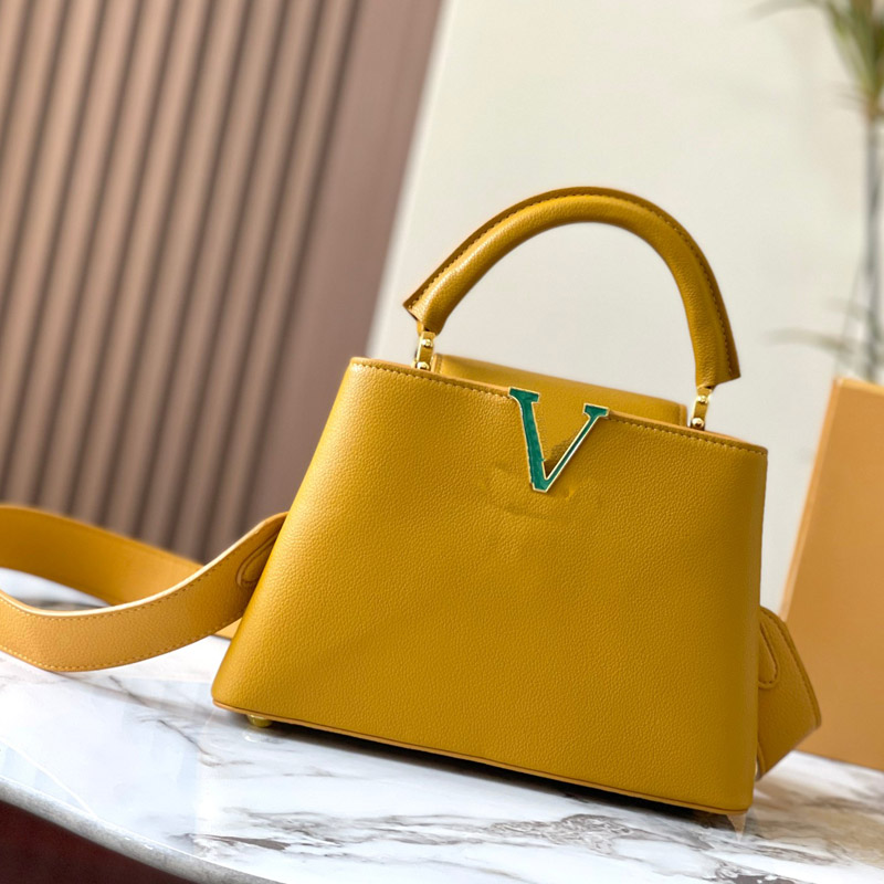 

21/27/31cm Classic Totes Bag Capucines Handbags Removable Wide Shoulder Strap Crossbody Bags Multiple Colors Genuine Leather Women Fashion Wallet