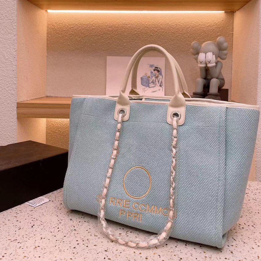 

Designer bags Handbags Tote bag channel Chain Bagss Beach Women Luxury Fashion Knitting Purse Shoulder Large capacity Canvas Shopping bag09, #6