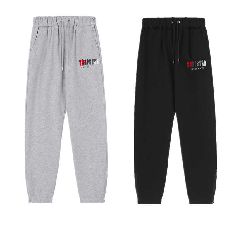 

Designer Clothing Casual Pant Trendy Trapstar Red Grey Towel Embroidered Men's Women's Couple Casual Pants Loose Plus Velvet Guard Pants Jogger Trousers, Gray