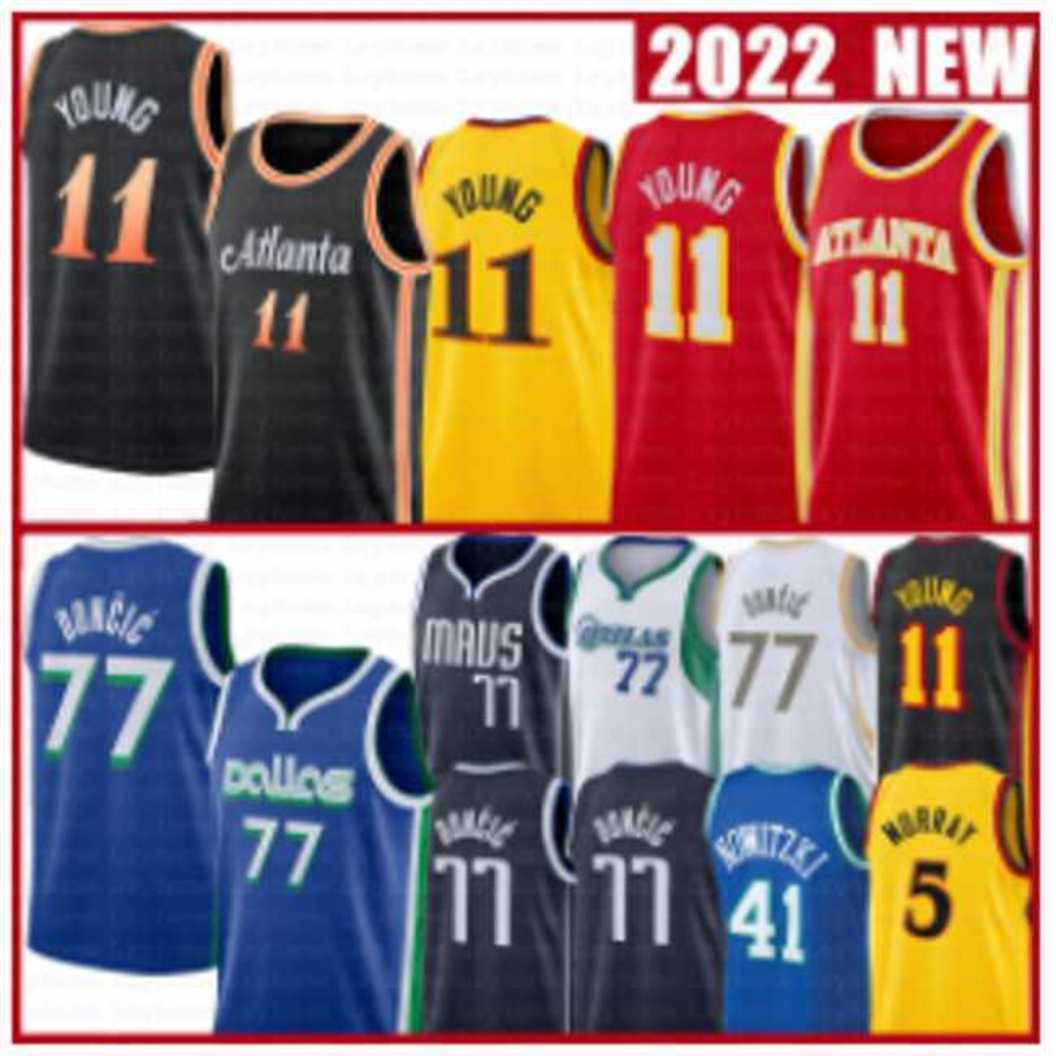 

2022 23 Luka Doncic Trae Young Basketball Jerseys Atlantas Dirk Nowitzki Hawk Dejounte Murray Maverick City Shirt Blue Black Edition Jersey Green Shirt 11 77, As