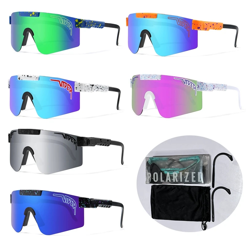 

Cycling glasses double wides BRAND Rose red pit viper Sunglasses double wide polarized mirrored lens tr90 frame protection wih case