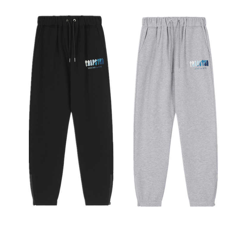 

Designer Clothing Casual Pant Trendy Trapstar White Blue Gradient Towel Embroidered Casual Pants for Men Women Couples Loose Plus Velvet Guard Pants for sale, Gray
