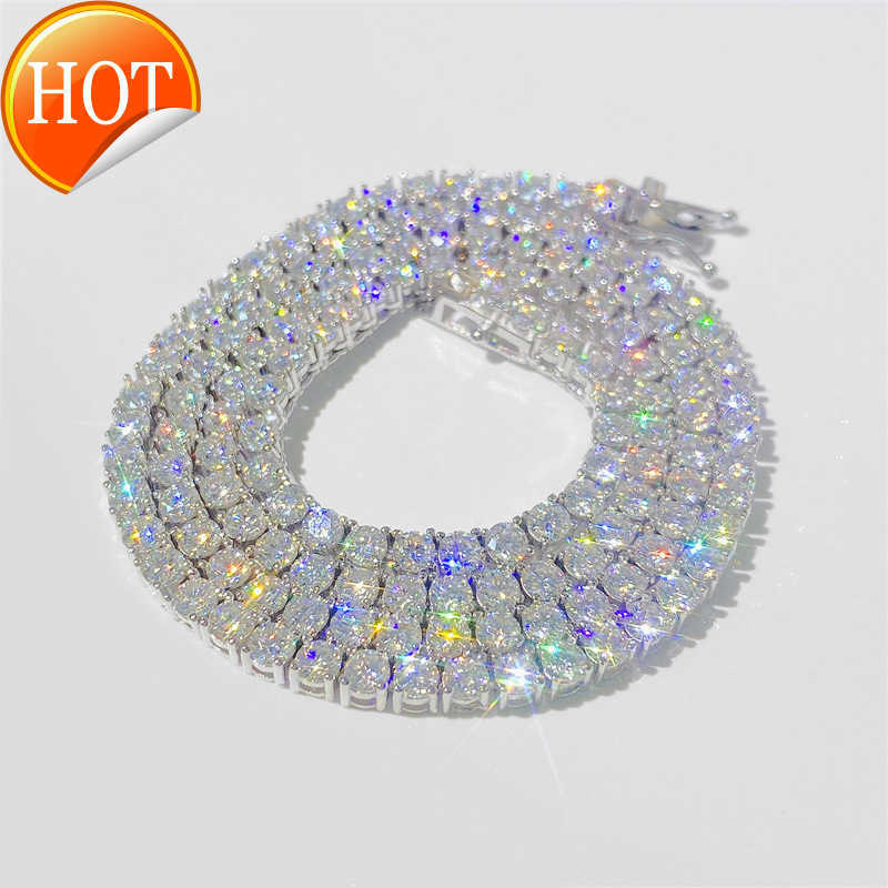 

Pass Test 3mm 4mm 5mm 6mm 925 Sterling Silver VVS Moissanite Diamond Tennis Chain Iced Out Men Women Tennis Chain Necklace
