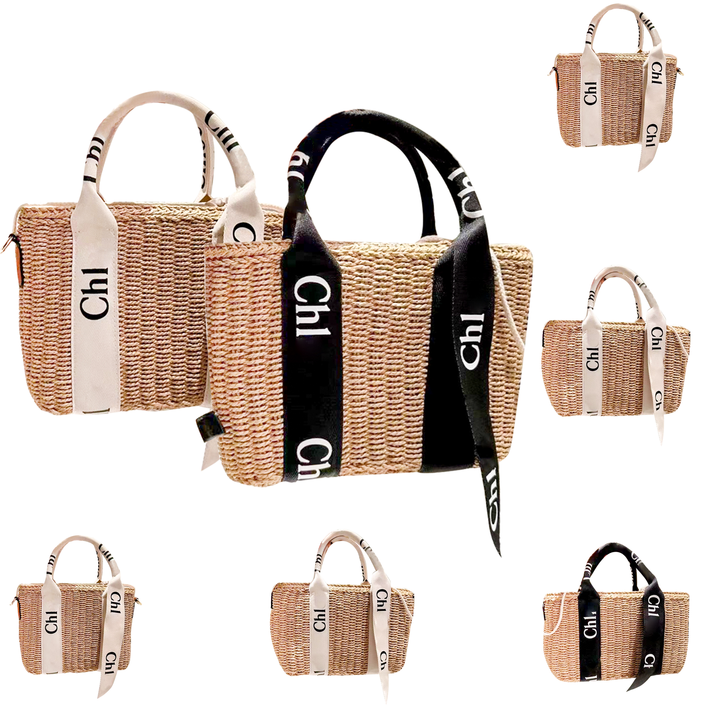 

Womens wallet woody Beach Bag mens tote Straw basket designer travel Shoulder bags Crossbody luxury weave makeup bag bucket handbag large black clutch shopping bags, White