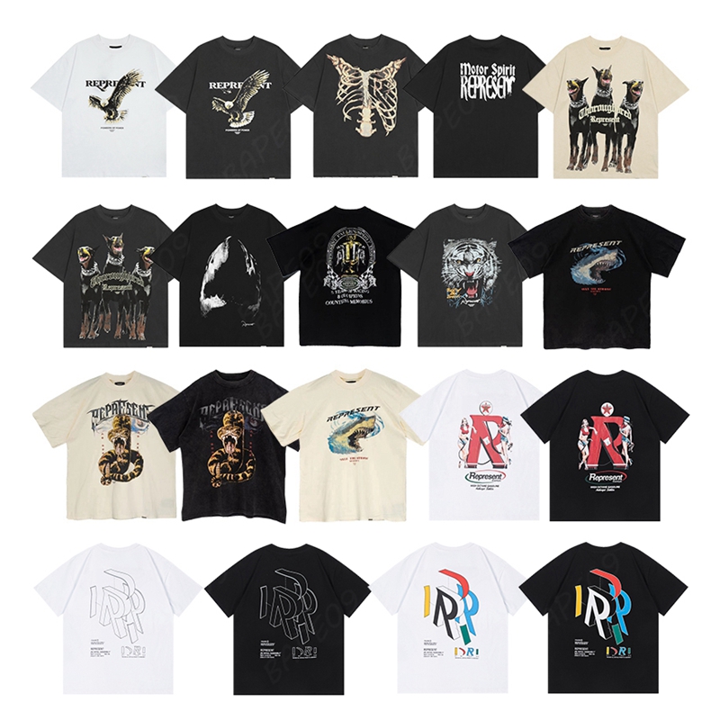 

Men's T-Shirts Represent T shirt Men Designer White T-shirt Casual Loose T-shirts Hip Hop Streetwear Clothing, 2806