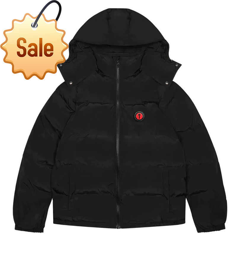 

Men' Jackets Winter Warm Trapstar London Hoodie Detachable Hooded Down Jacket Black Red Embroidered Letter Coat, Bright black2