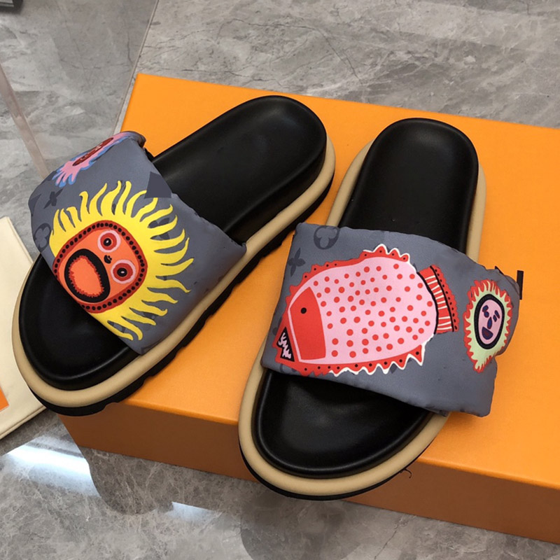 

23ss Womens Platform Heels Sandals Designer Slippers Printed Ladies Slip On Mules Classic Non-Slip Sole Girls Outdoor Beach Shoe Large Size 41 Comfortable Slides, Shoes box