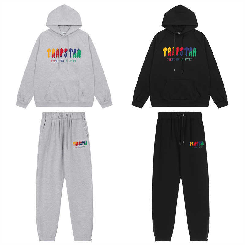 

Designer Clothing Fashion Tracksuit Hoodie Trendy Trapstar Rainbow Gradient Towel Embroidered Velvet Couple High Street Casual Set Casual Sweatshirts Streetwea, Shipping fee