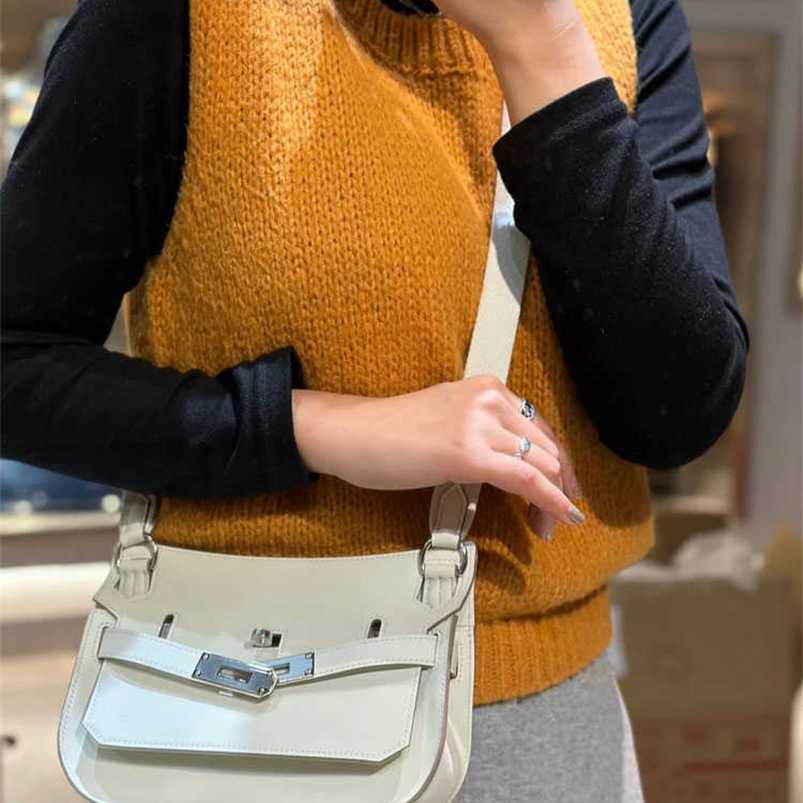 

Totes Handbag Jypsieres H erms bag Bag 2023 Mini Leather Women's Bag and end Cowhide Shoulder BagW892qq, Elephant grey silver buckle