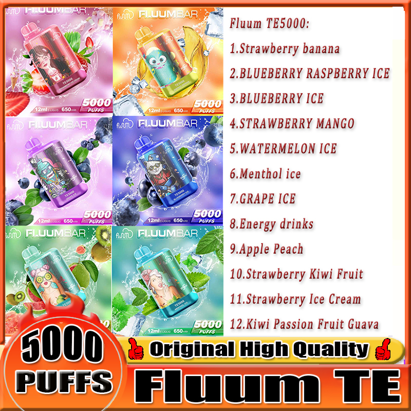 

100% Original Fluum TE5000 puffs Electronic Cigarette Disposable Starter Kit Strength 0%/2%/3%/5% Vape 15ml 850mAh Battery Rechargeable Coke Model