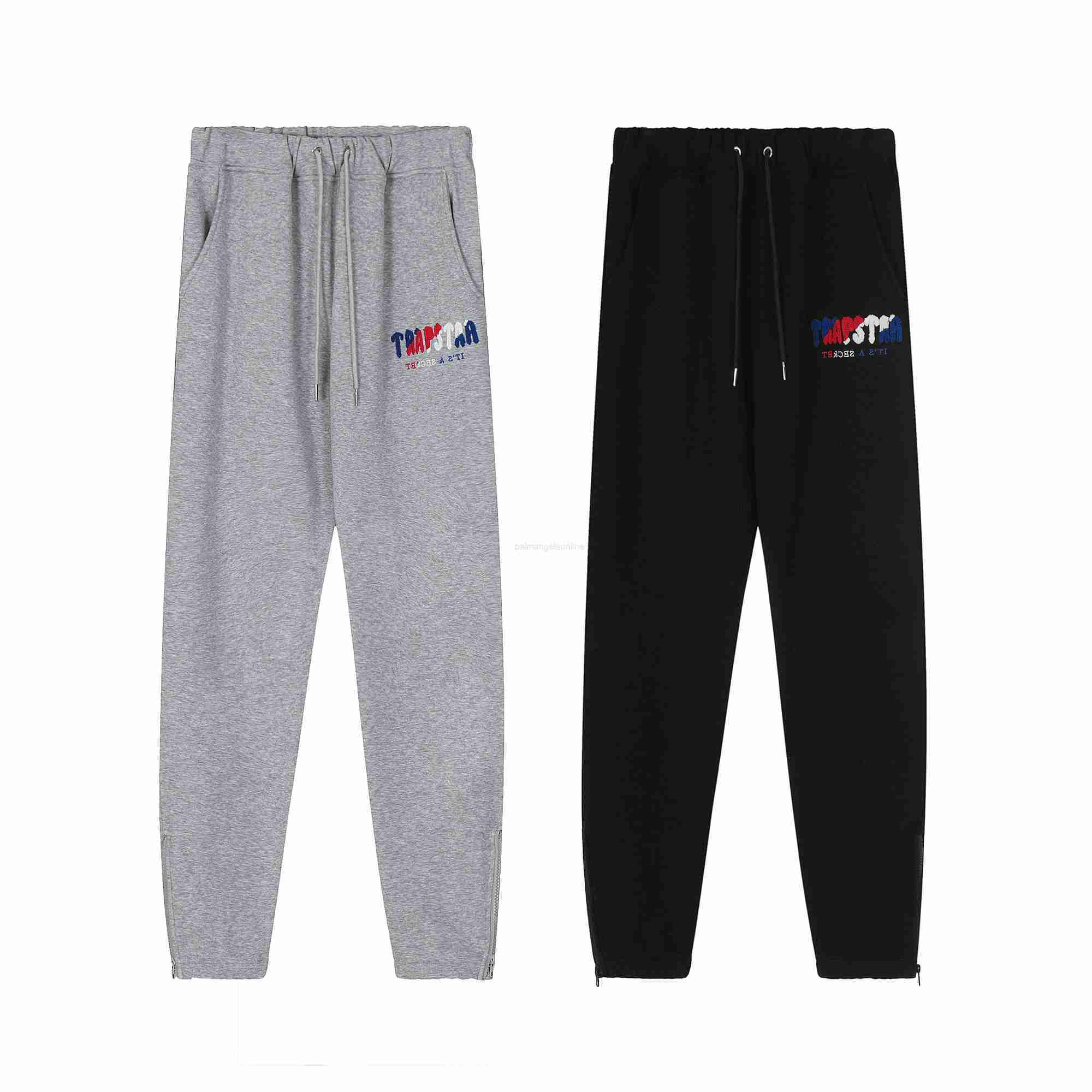 

Designer Clothing Casual Pant Trendy Brand Trapstar Autumn/winter Plush Pants Colorful Letter Embroidery Sports Casual Guard Pants Jogger Trousers Sweatpants, 185 black