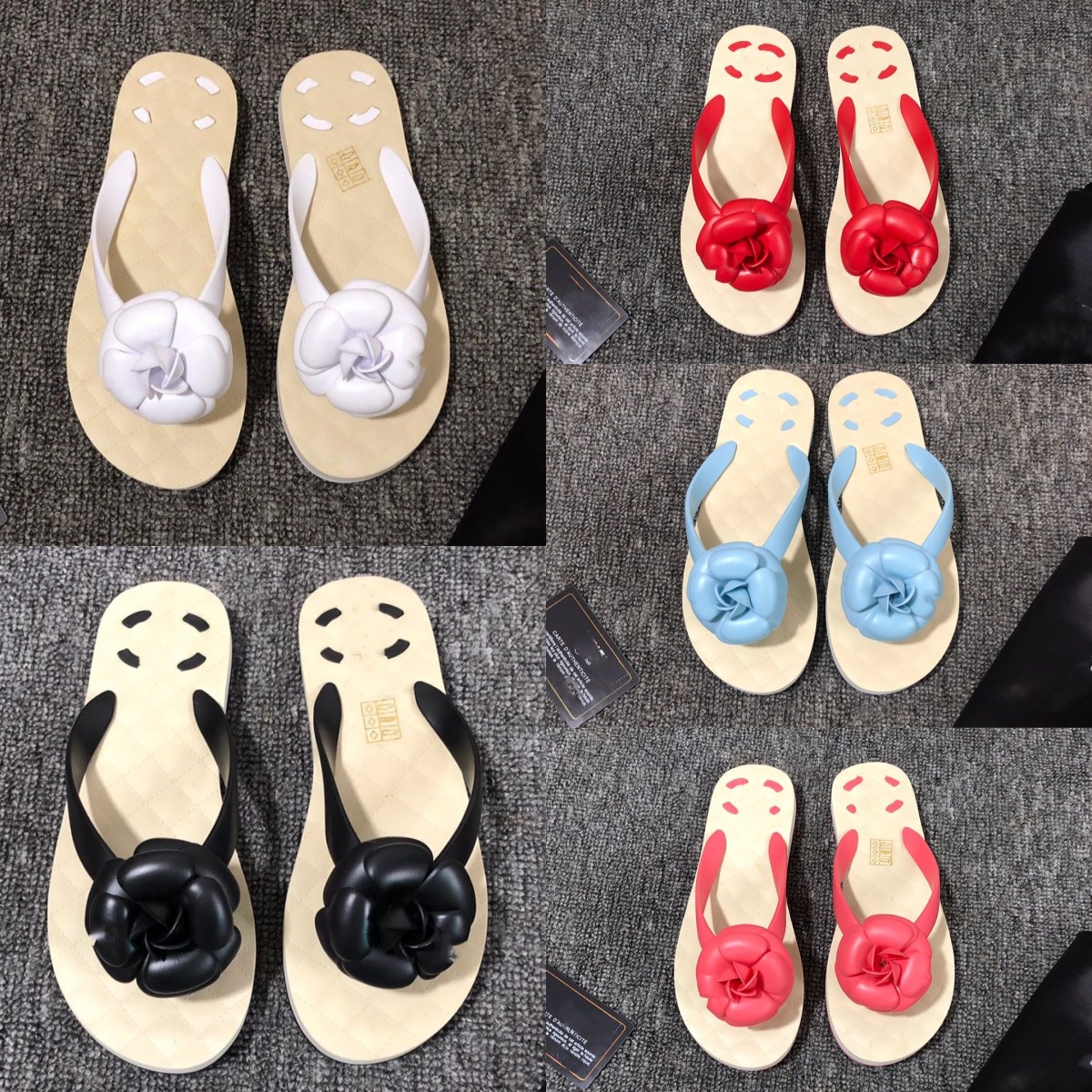 

2023 Women Slippers Interlocking C Thong Sandals Big Camellia Flower Rubber Flip Flops Paris Causal Slides designer Luxury Fashion Summer shoes mules scuffs, Ymchc56-2