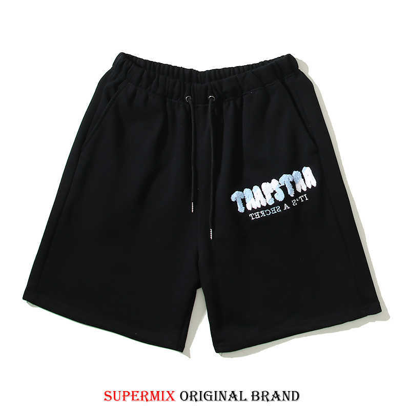 

Designer Short Fashion Casual Clothing Street Niche Trendy Brand Trapstar Towel Embroidered Sports Shorts Summer Men's Women's Pure Cotton Casual Capris for sale, Black