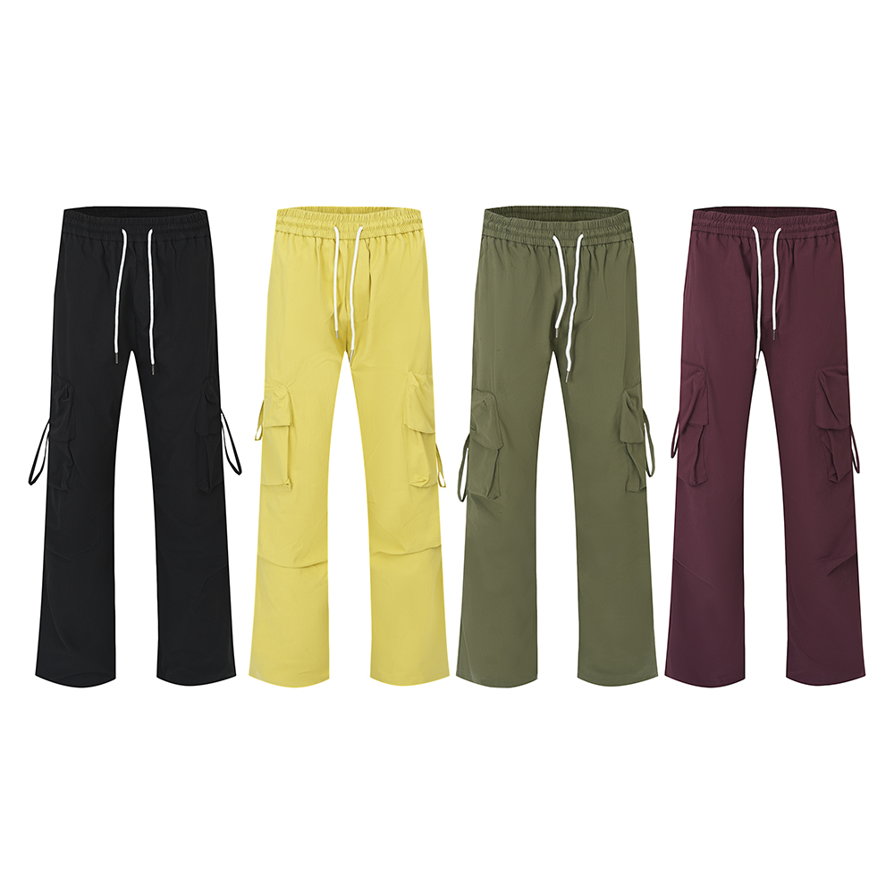 

Multi-pockets Baggy Drawstring Cargo Pants Men's Overalls Unisex Trousers