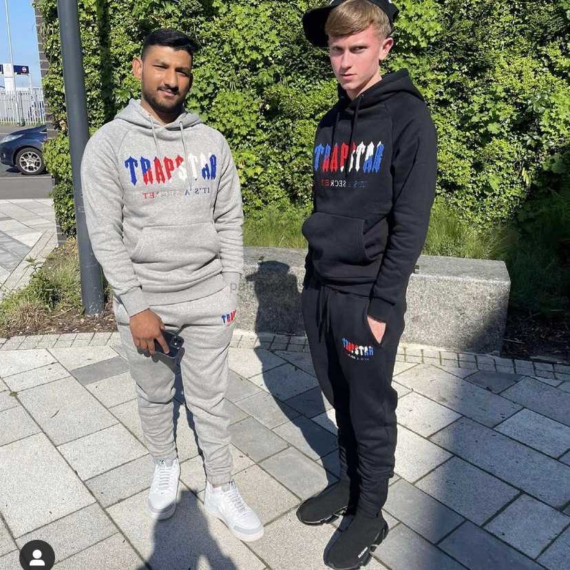 

Designer Clothing Men' Sweatshirts Hoodie Trapstar Blue Red Towel Embroidered Plush Sweater Pants Autumn/winter Hooded Plush Casual Sports Two Piece Set for Men, Shipping fee