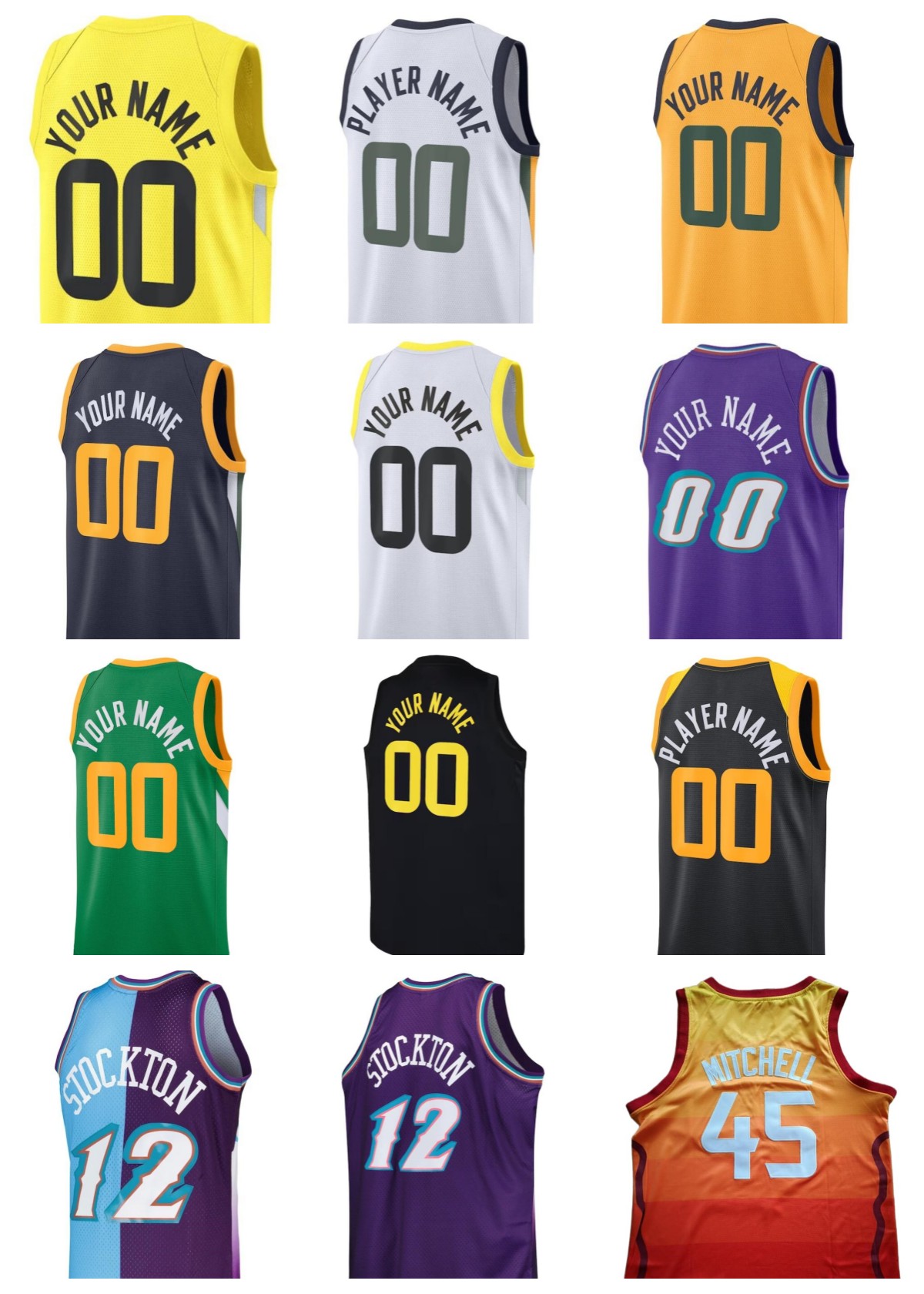 

45 Mitchell Basketball Jerseys Men' Rudy 27 Gobert Mike 10 Conley John 12 Stockton Utahs Jazzs City Karl 32 Malone Green Edition retro shirt Clarkson Men Women Youth, As pic