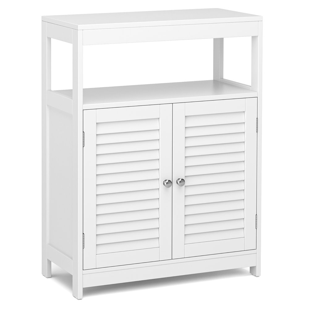 

Bathroom Floor Cabinet Free Standing Storage Organizer w Double Shutter Doors