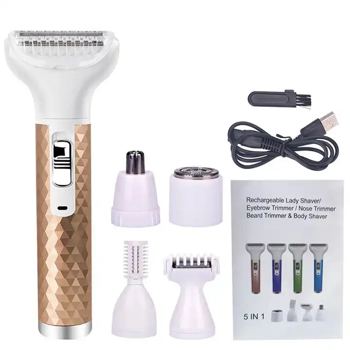 5 In 1 Women Hair Removal Shaver Lady Electric Shaving Machine Mini Trimmer Razor Bikini Trimmer for Eyebrow Face Underarm