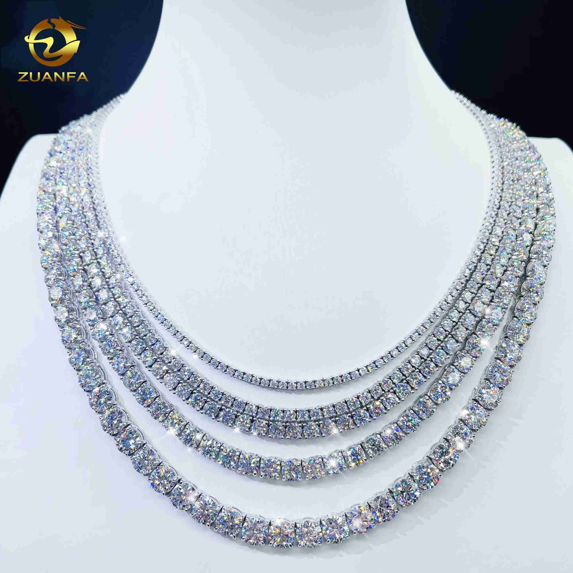 

Factory Price Full Size Moissanite Tennis Bracelet Necklace Pass Diamond Tester Tennis Chain 925 Sterling Silver