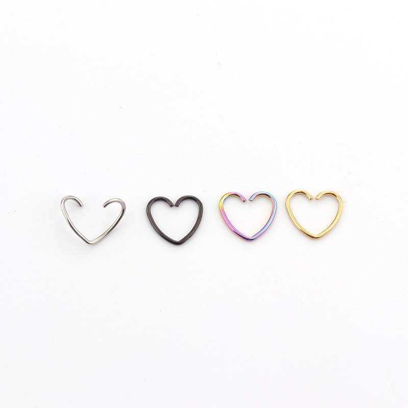 

316l Stainless Steel Simple Design Hoop Earrings Peach Heart Pentagram Shaped Opening Ring Ear Bone Puncture Earring Multi-purpose Nose Ring Jewelry Earring Studs