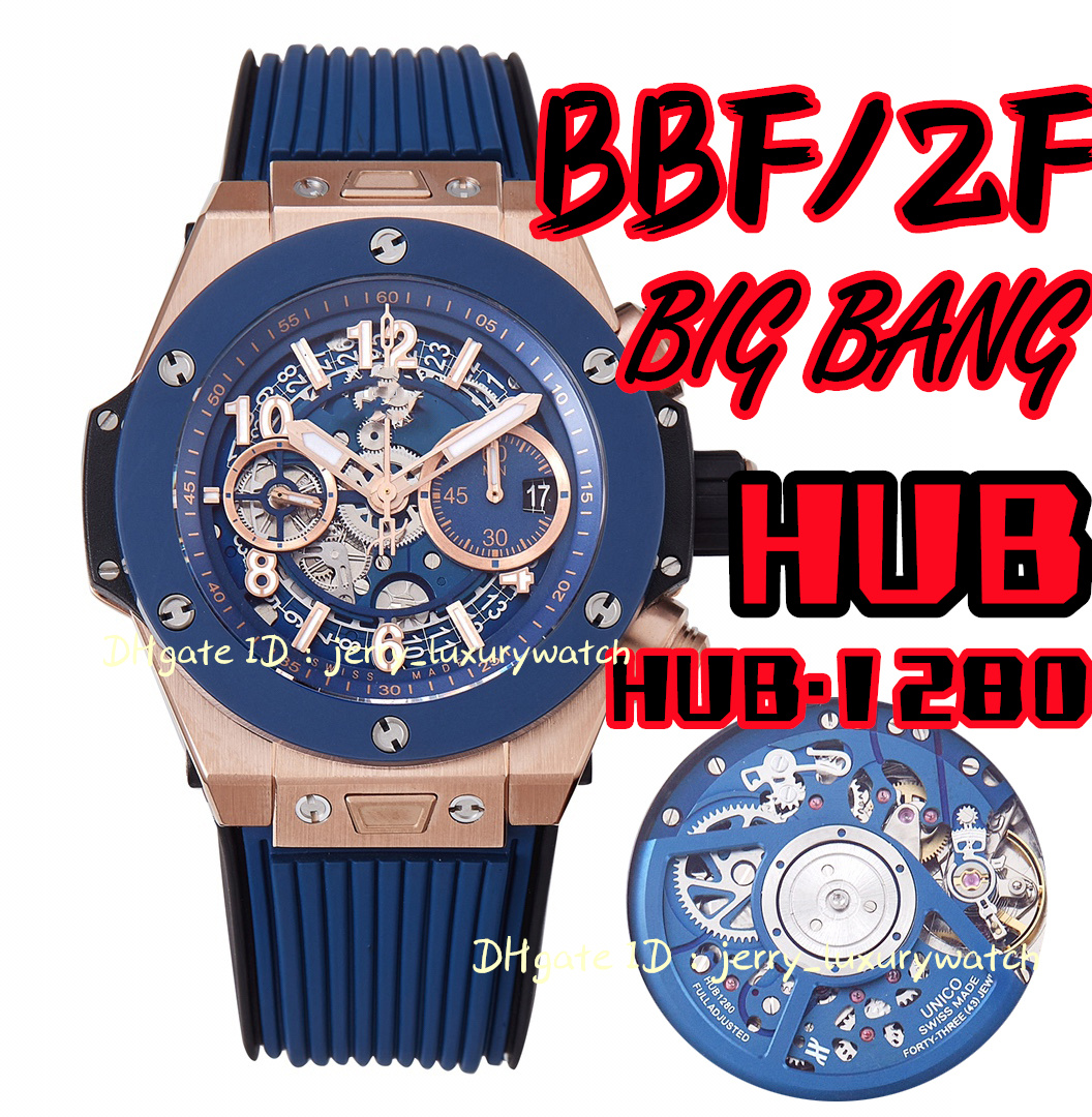 

BBF / ZF 421 BIG Luxury men's Watch 44mm BANG titanium watch 1280 Automatic flying back timing mechanical movement, sapphire crystal watch mirror, ten five, Only box.no watch