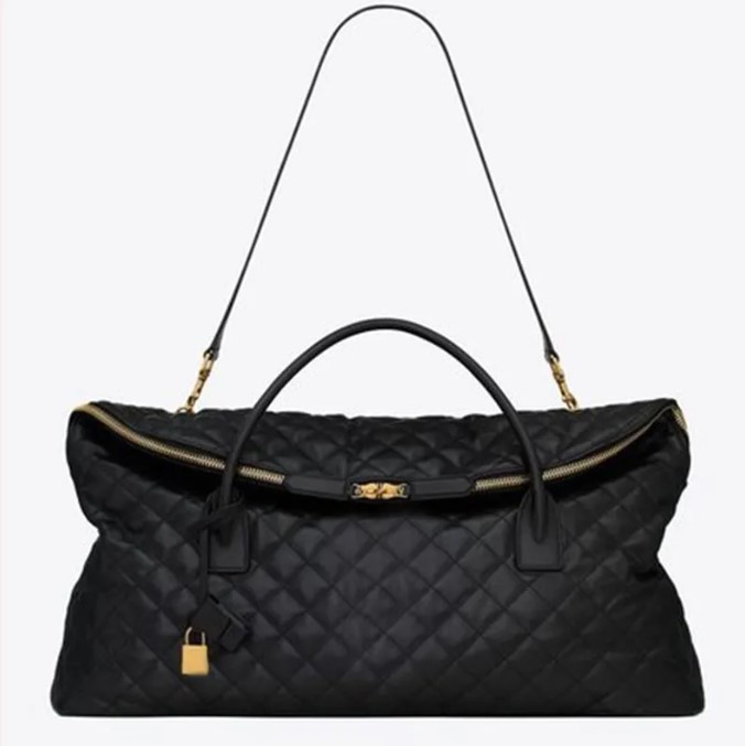 

Es Giant Travel Bag Quilted Leather Black Top Handles Quality Genuine Leather Case Shoulder Bag Handbag Women Designer Tote Crossbody Women Designer Lady Luxury