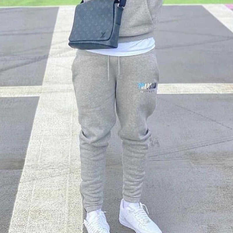 

Designer Clothing Casual Pant trapstar Blue White Fur Scarf Plush Pants with Embroidered Plush Thickened Men's Women's Casual Sanitary Pants Jogger Trousers, Gray