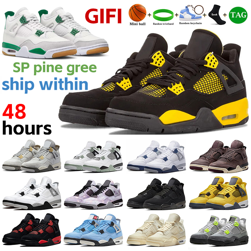 

Designer Mens jumpman 4s Basketball Shoes 4 trainers SP pine gree Thunder seafoam Craft Photon Dust midnight navy white cement SE Black Canvas women Sneakers, 27 flight nostalgia