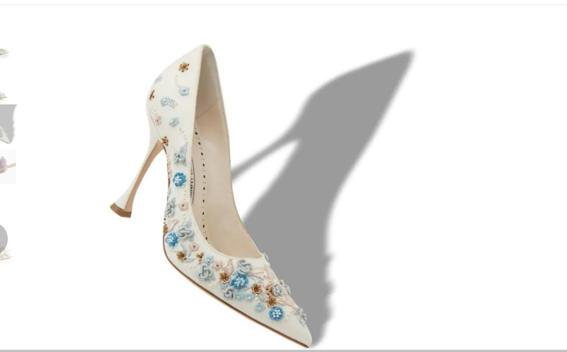 

Sandals Cream Linen Embroidered Detail High Heels