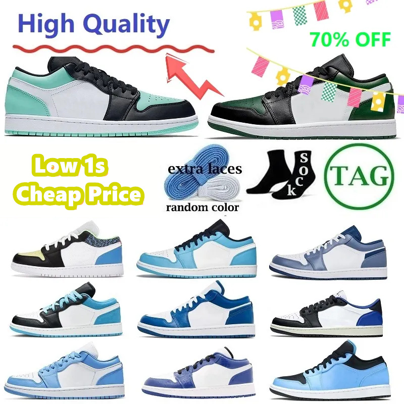 

Jumpman 1 Low 1s Basketball Shoes Mens Sports Wolf Grey UNC Fragment Gym Red Game Royal Bred White Paris Panda Pine Green Women Sports Trainers Bred Toe With No Box, 46