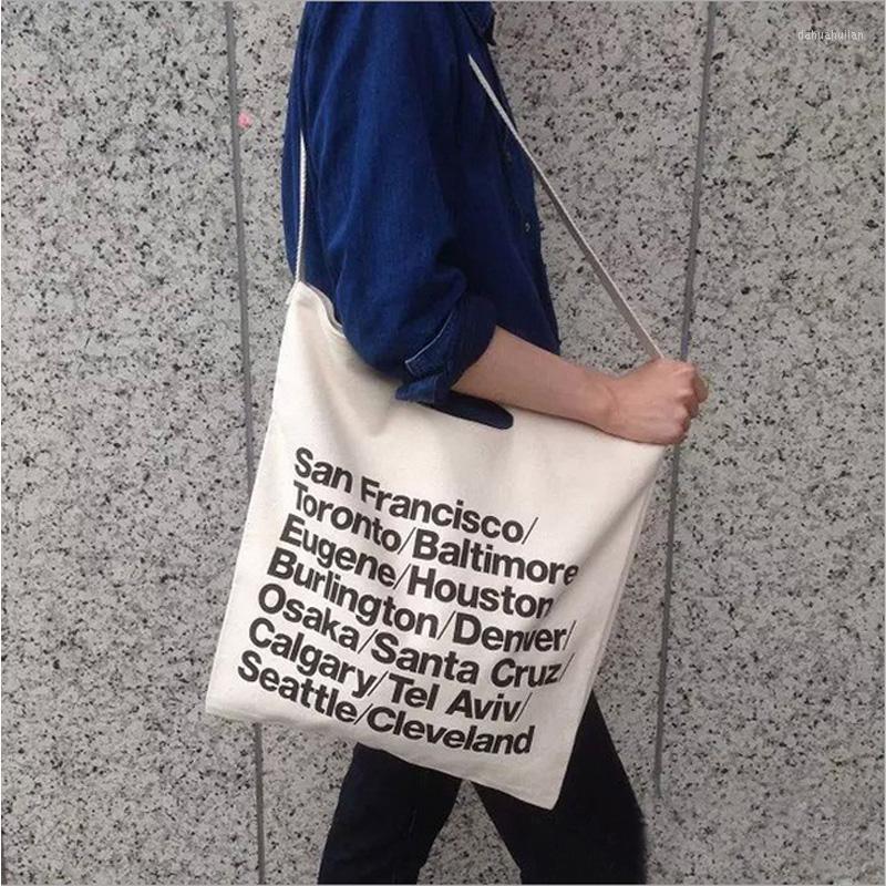

Evening Bags Arrival Canvas American Woven Cotton City Shoulder Bag Letter Printed Cowboy Shopping Quality