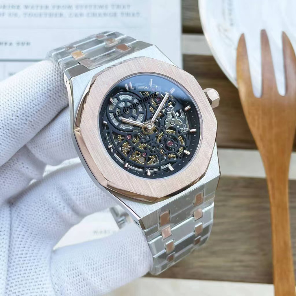 

mens watch for men watches designer watch hollow out Automatic mechanical watch High quality luxury watches All stainless steel strap rose gold, Tool