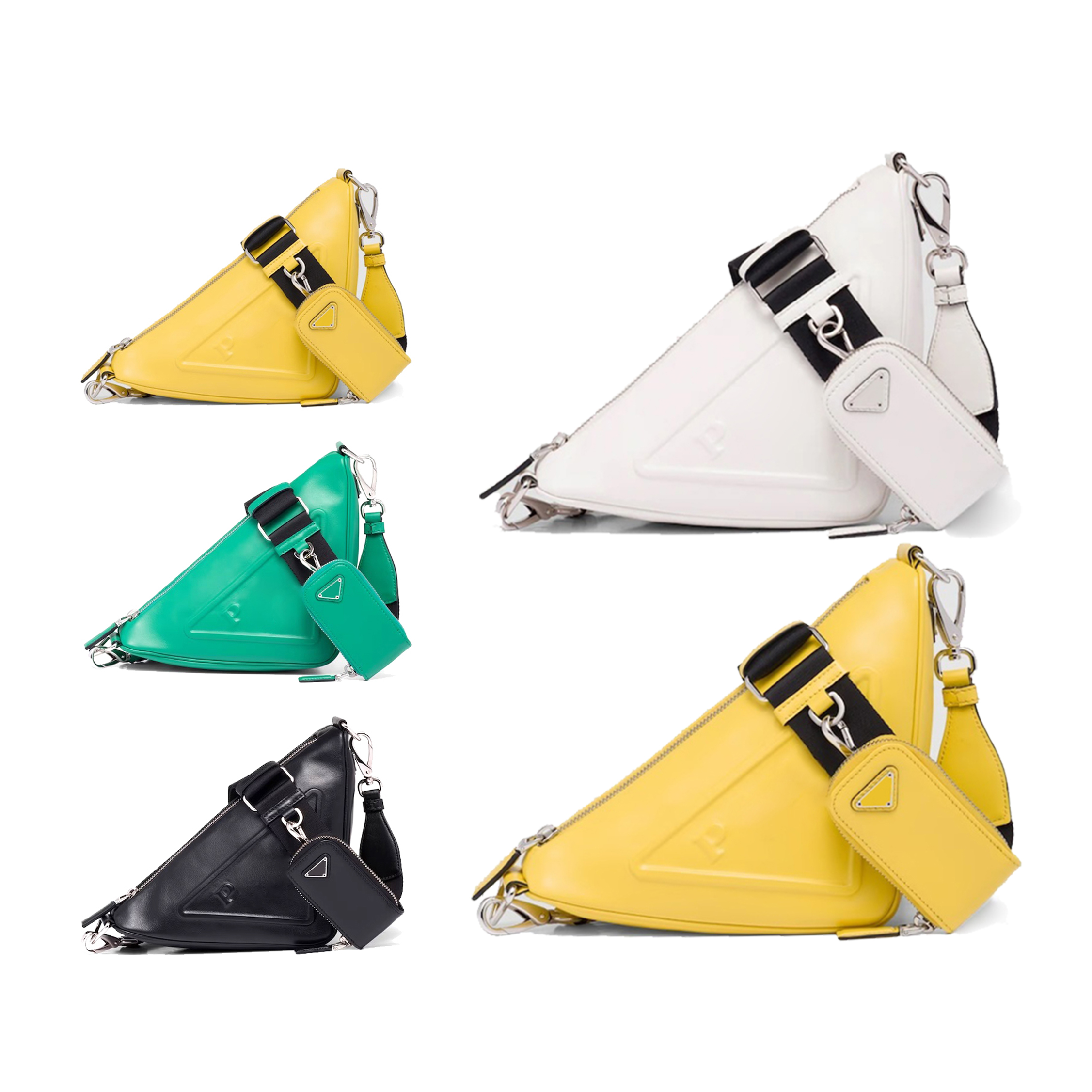 

fashion triangle Leather Shoulder bag womens Luxury 5a top quality designers handbag crossbody prad hobo Bags mens clutch tote famous zipper gym sport sling bags, Black