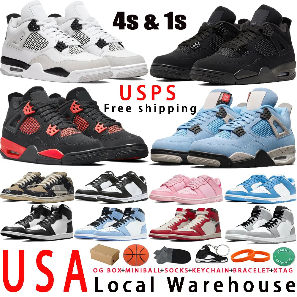 

With box mens jumpman basketball shoes 4 4s Military Black Cat White Panda 1 1s Low sneakers women triple pink UNC Chicago Cement Unversity Blue Red Trainers, 1s unc patent
