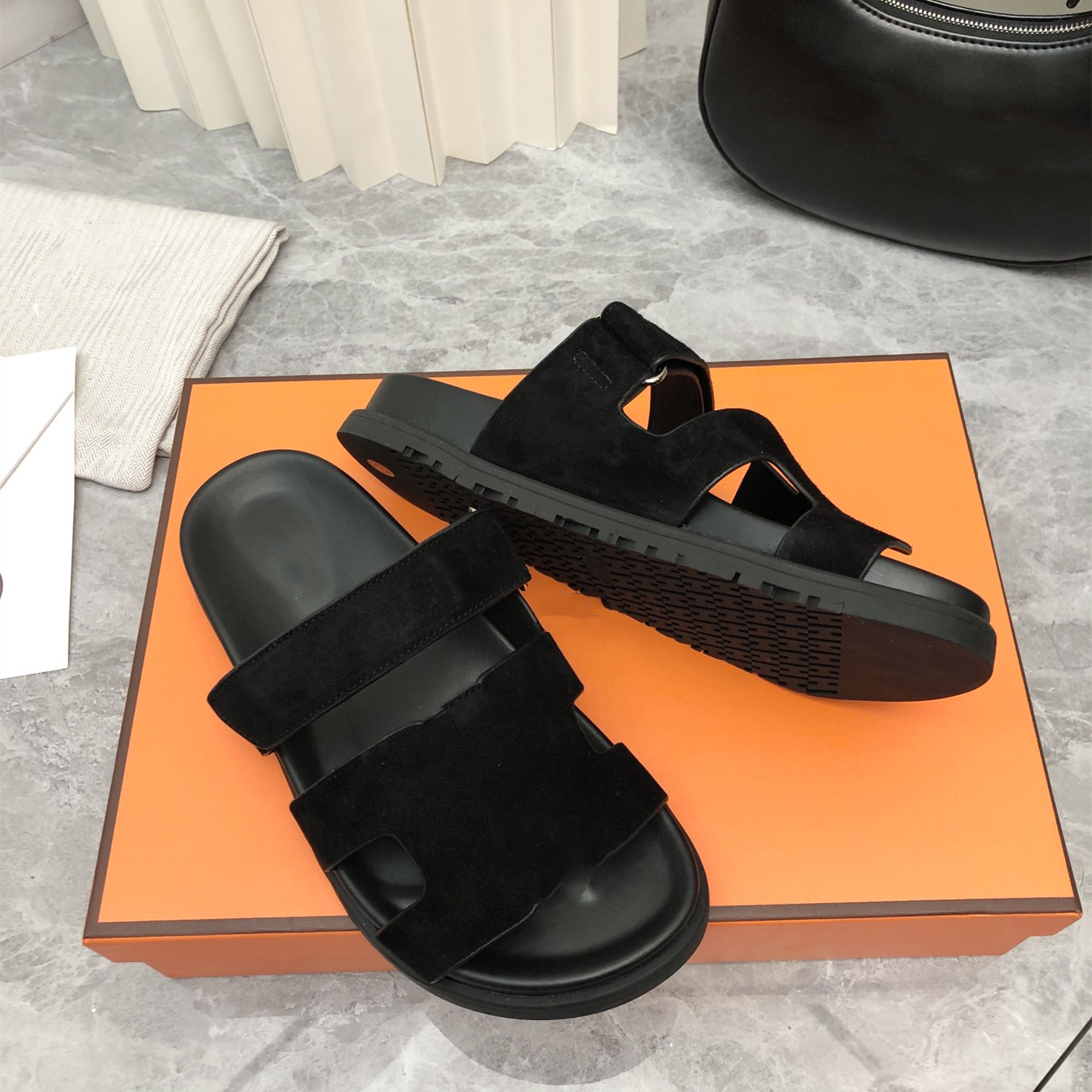 

Designer oran slipper Men Women fashion chypre sandals slides Chypre brown black white sandlas office outdoor loafers wedge slides shoes 35-45