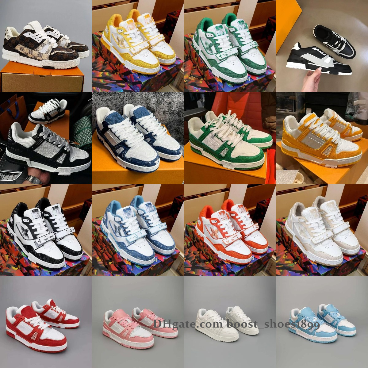 

Trainer Sneaker Men Causal Shoes Fashion Woman Leather Lace Up Platform Sole Sneakers White Black mens womens Luxury velvet suede 35-45, Box