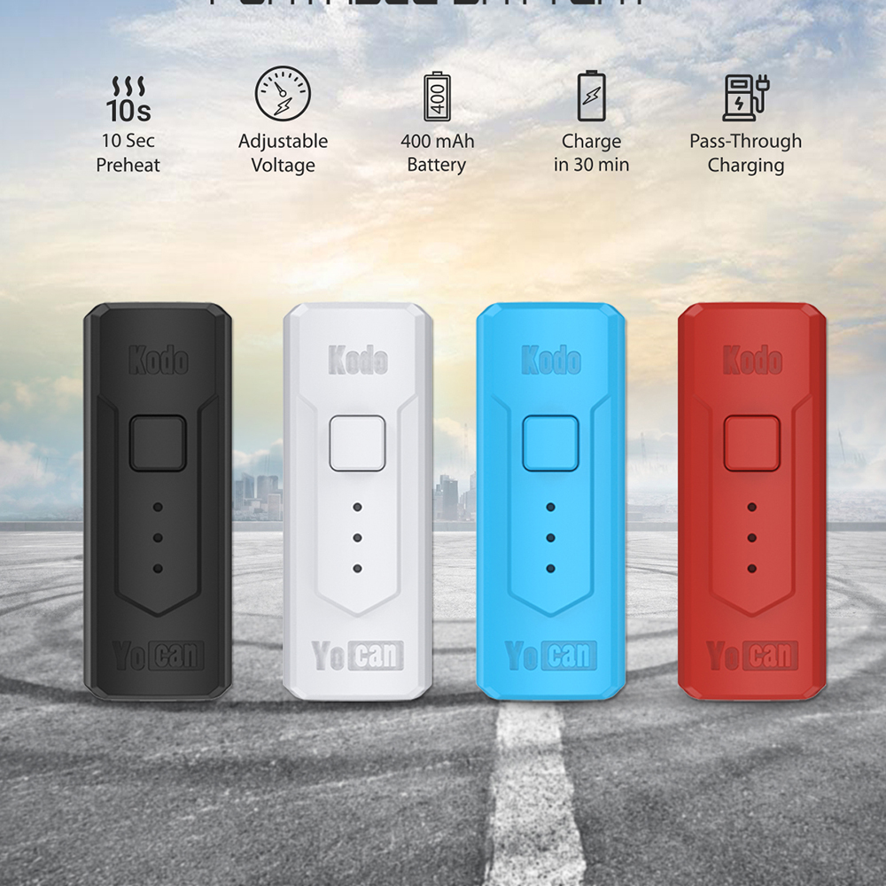 

Yocan Kodo Battery Mod 400mAh E Cigarette Batteries Preheat VV Vape Pen For 510 Carts Oil Cartridges 4 Colors 20pcs/Box Authentic