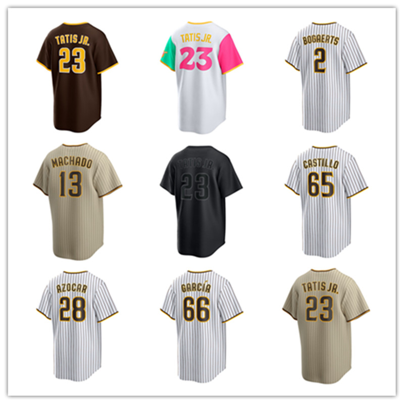 

San Diego Custom Padres Jersey 23 Fernando Tatis Jr. 2 Xander Bogaerts 13 Manny Machado 11 Yu Darvish 51 Trevor Hoffman 28 Jose Azocar 65 Jose Castillo Baseball Jerseys, Color