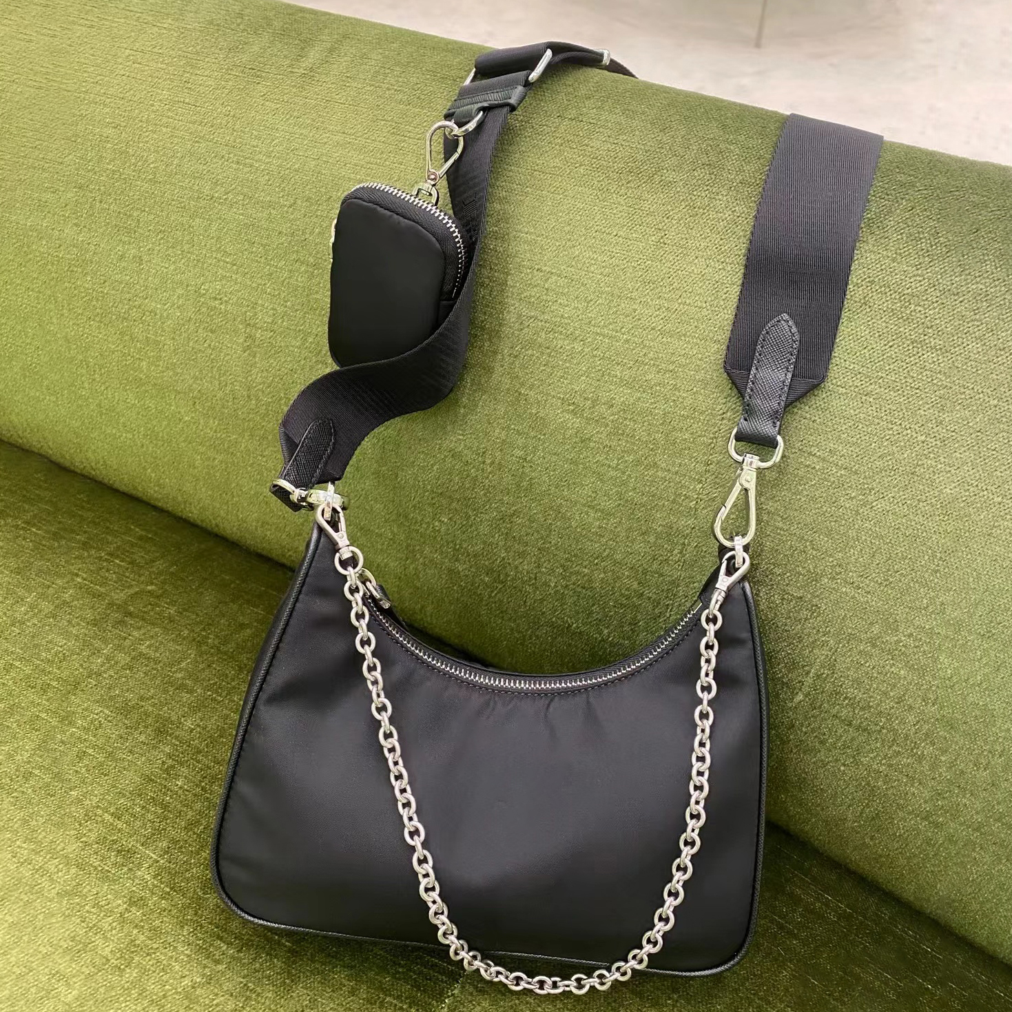 

Triangle Re Edition 2005 2000 nylon Designer shoulder bag high quality 3piece Saffiano Women Men purse wallet prad handbag fashion clutch luxury tote crossbody bags, 1-yellow