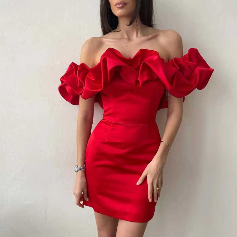 Casual Dresses 2023 Fashion Hollow Sleeveless Slim Fit Mini Dress Elegant Ladies Wrap Cocktail Party Dresses Sexy Strapless Women Evening Dress L-image-863445204