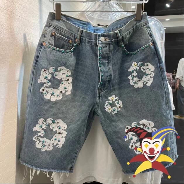 

Blue Washed Denim Jeans Shorts Men Women Quality Oversized Shorts